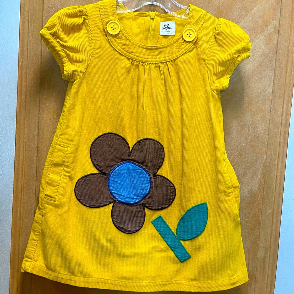 Mini Boden Yellow Corduroy Dress Size 4t-5t